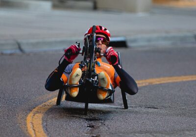 handcyclist Matt Tingley Cycling at the Amway River Bank Run